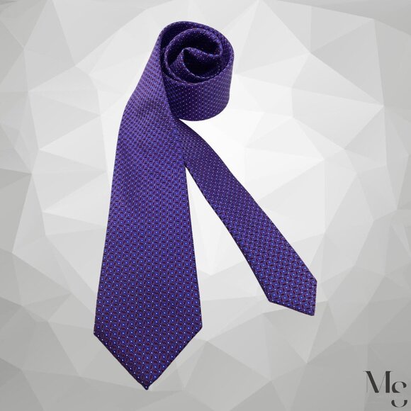 CANALI 1934 Blue Geometric Silk Tie Made In Italy 59”- 3